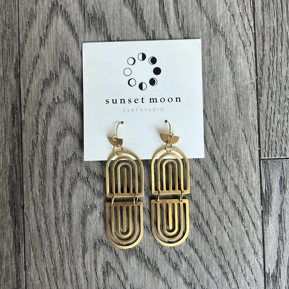 🌼HANDMADE🌼 Bohemian Minimalist Geometric Brass Earrings